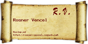 Rosner Vencel névjegykártya